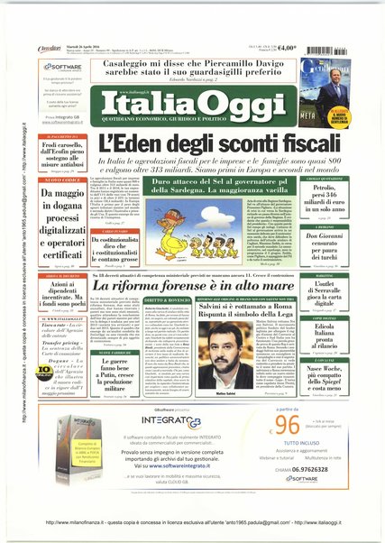 Italia oggi : quotidiano di economia finanza e politica